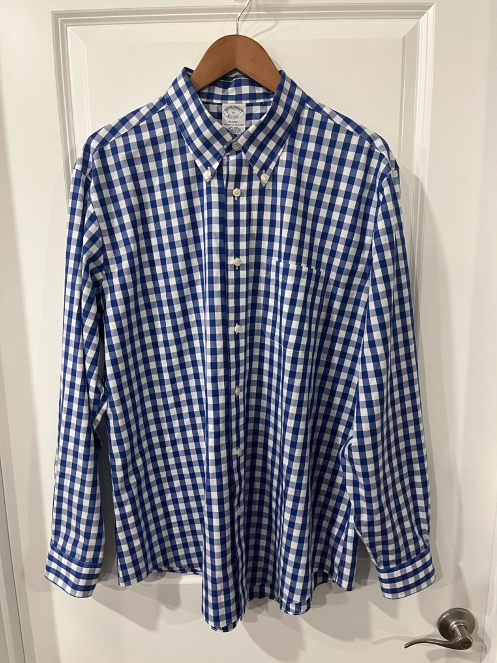 Brooks Brothers Blue and White Gingham Button-Down Shirt Regent Fit